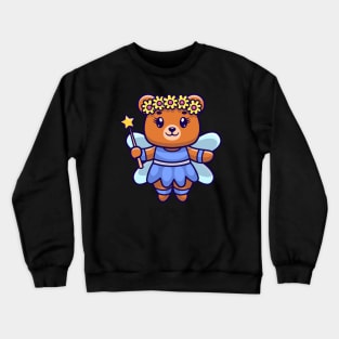 Cute Bear Fairy Holding Magic Wand Cartoon Crewneck Sweatshirt